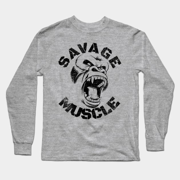 SAVAGE MUSCLE GORILLA BODYBUILDING Long Sleeve T-Shirt by MuscleTeez